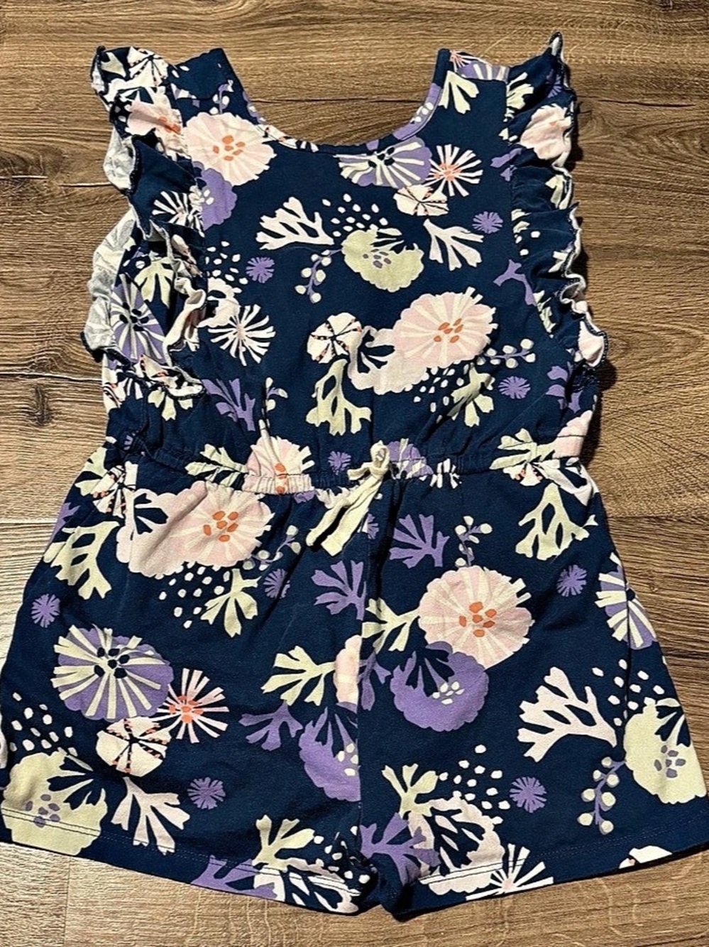 Girls Size 10/12 Romper Tea Collection Floral Coral Pattern
